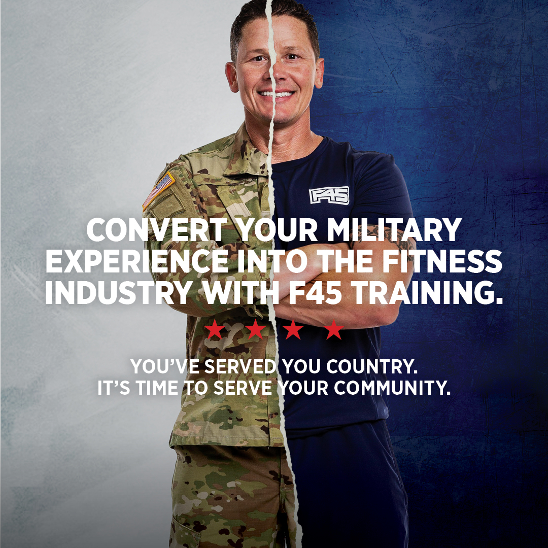 F45 Convert Your Military Experience Into A Career In The Fitness Industry Banner